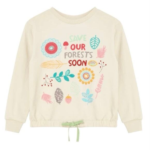PEEK Kids x The Nature Conservancy Save Forests Embroidered Sweatshirt Girls 6/7 - Picture 1 of 7